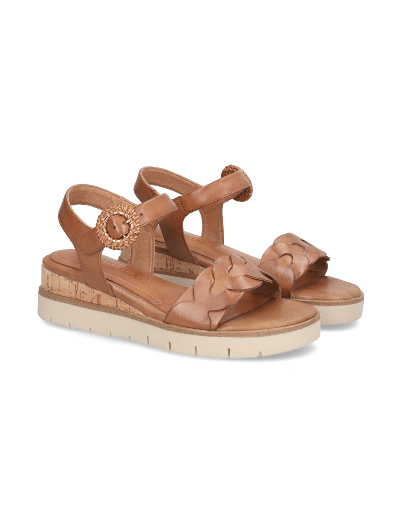 TAMARIS-Glattleder-Sandale-cognac