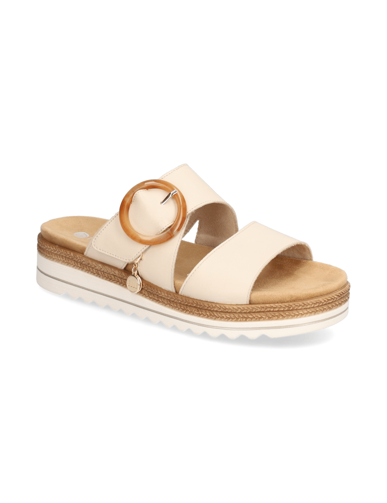 Remonte-Glattleder-Pantoffel-beige