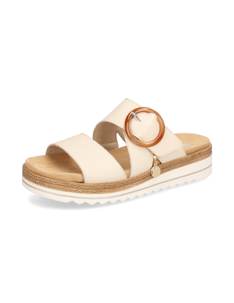 Remonte-Glattleder-Pantoffel-beige