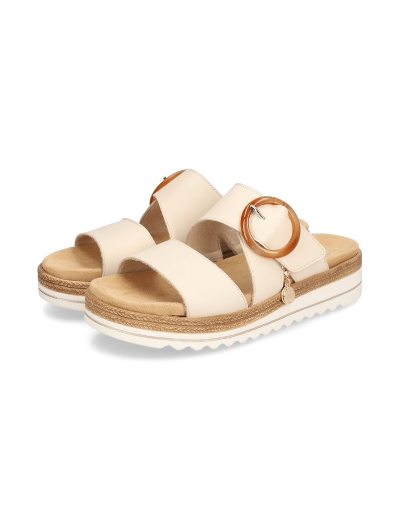 Remonte-Glattleder-Pantoffel-beige