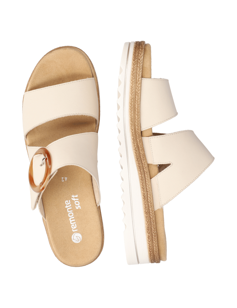 Remonte-Glattleder-Pantoffel-beige