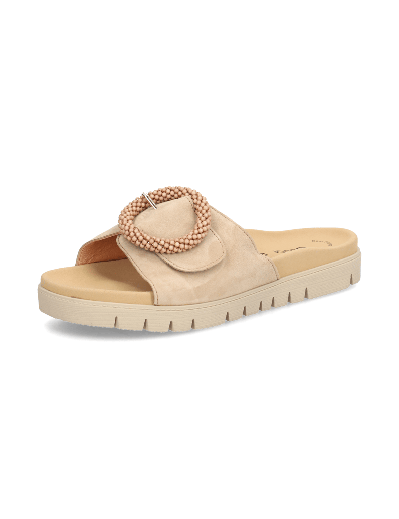 Gabor-Veloursleder-Pantoffel-beige