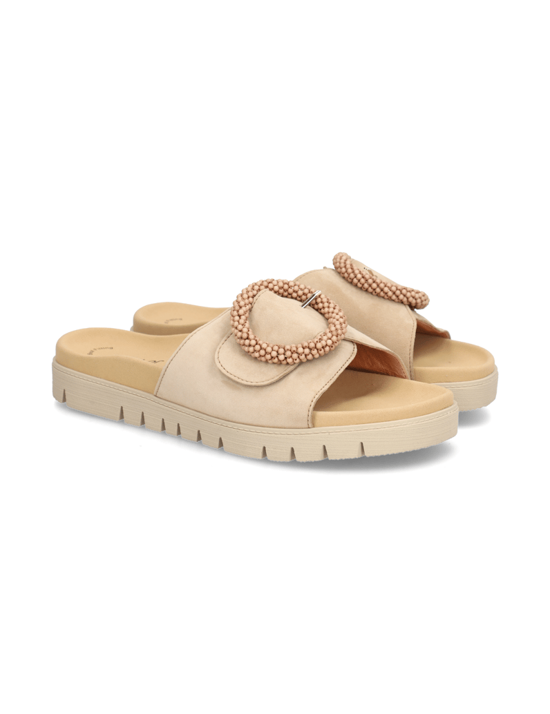Gabor-Veloursleder-Pantoffel-beige