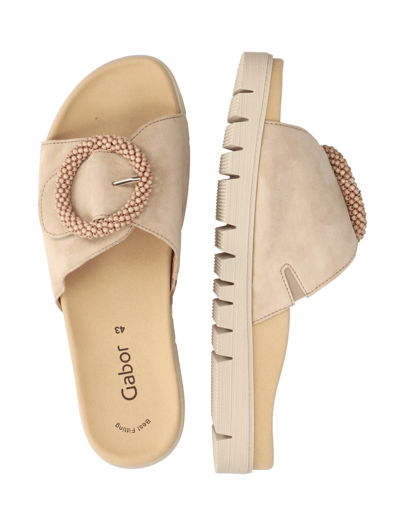 Gabor-Veloursleder-Pantoffel-beige