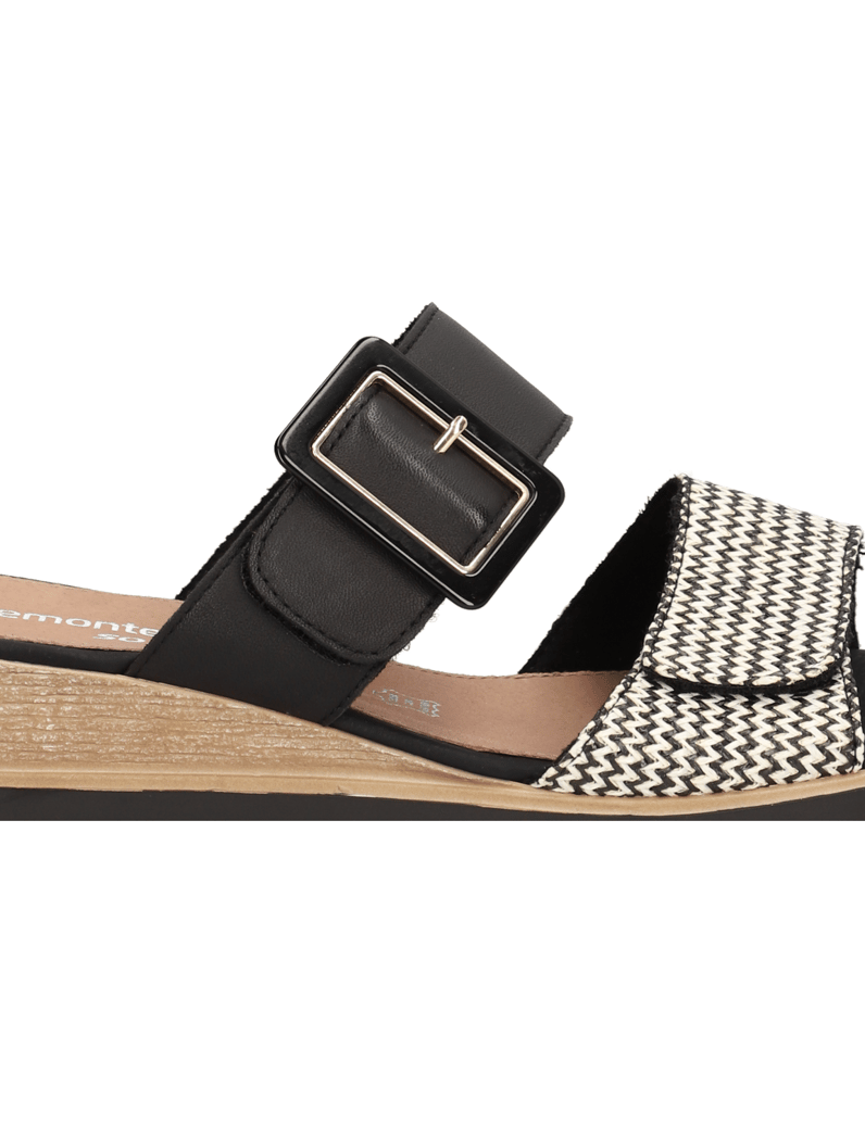 Remonte-Lederkombination-Pantoffel-schwarz