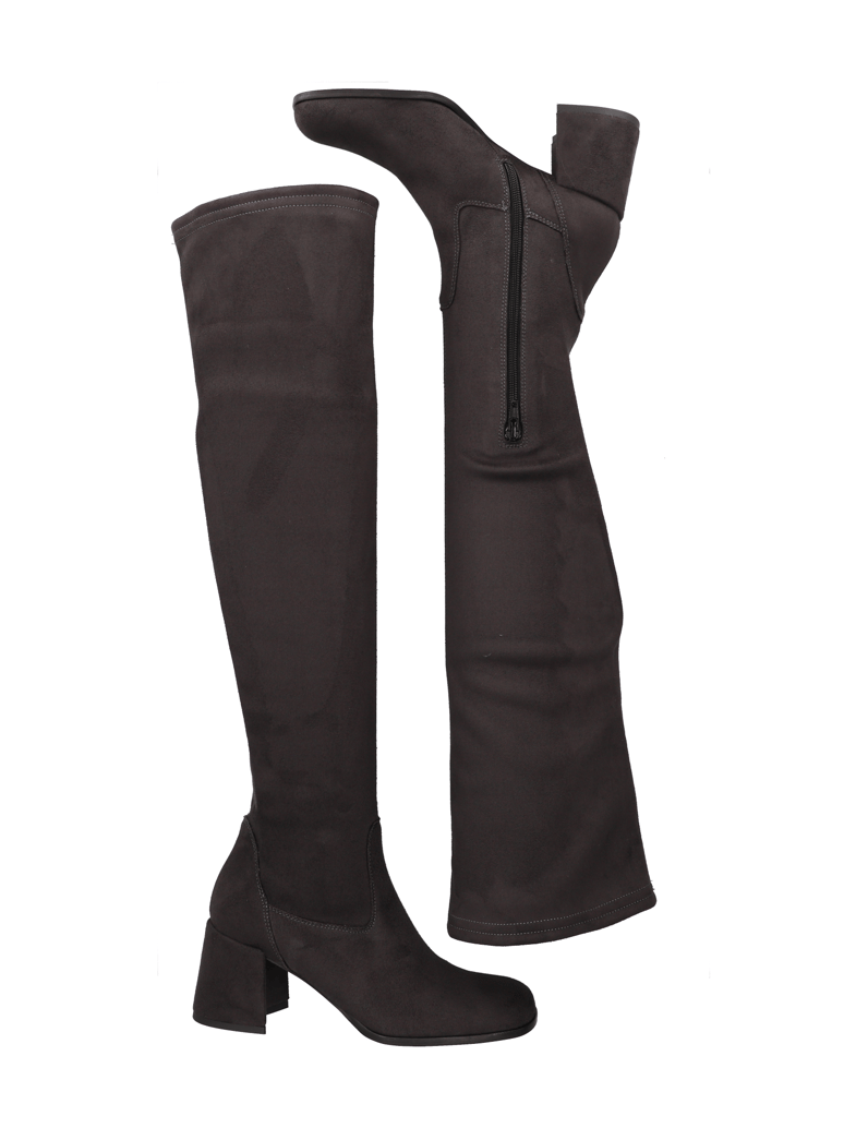 Kate-Gray-Lederimitat/Textil-Overknee-grau