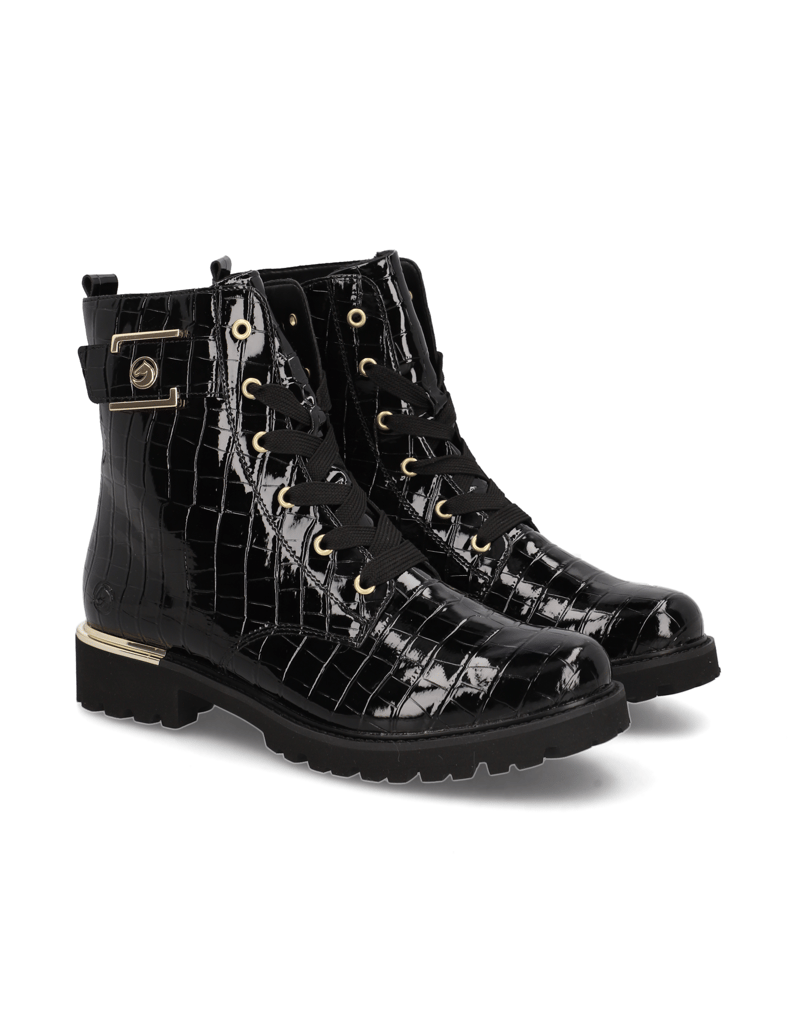 Remonte-Schnürstiefelette-schwarz