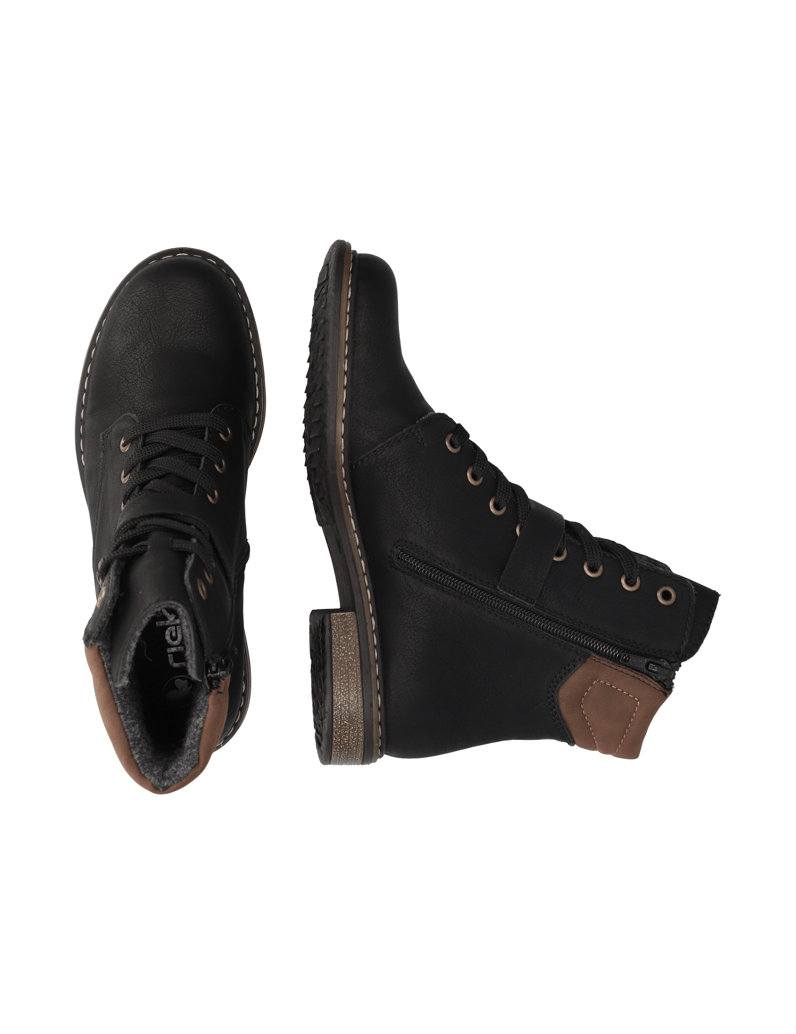 Rieker-Schnürstiefelette-schwarz
