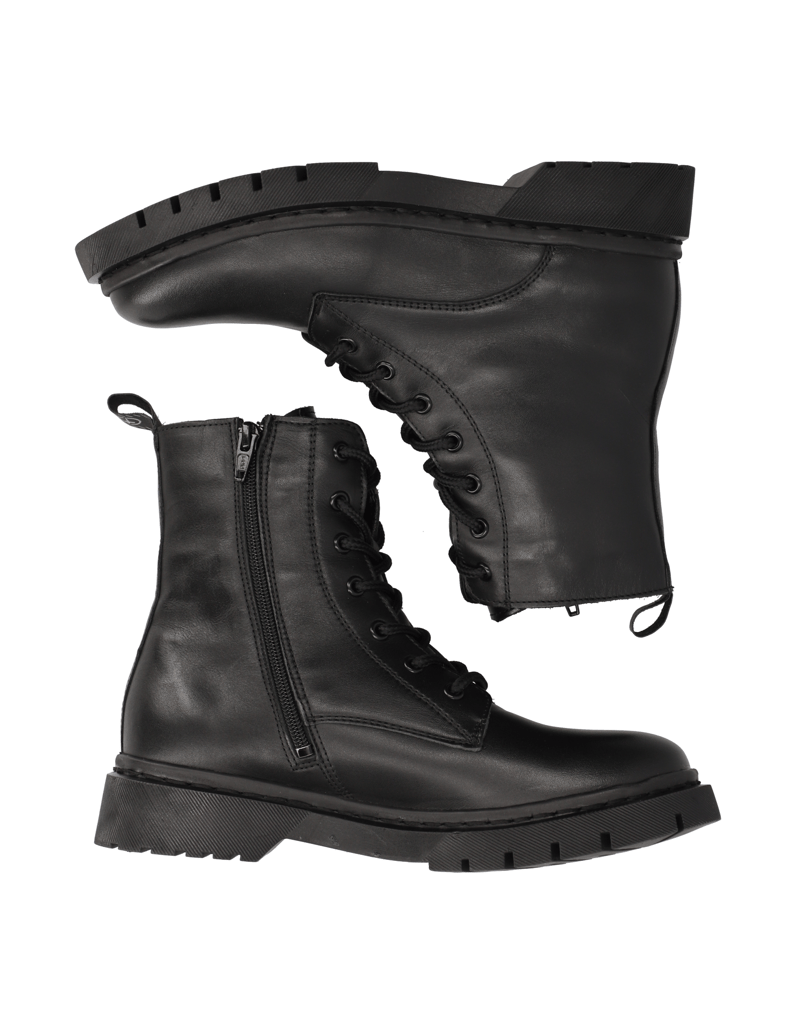 TAMARIS-Lederkombination-Schnürboot-schwarz