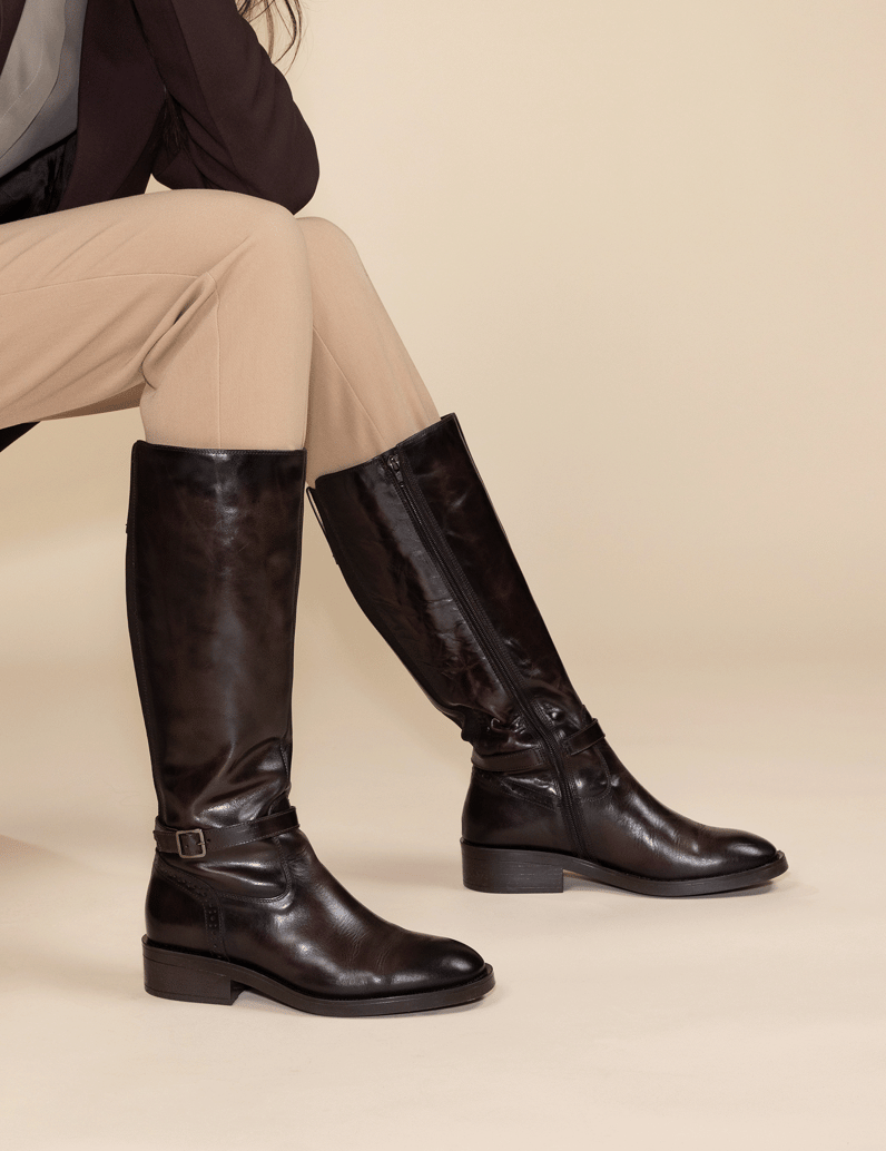 Pat-Calvin-Glattleder-Stiefel-braun