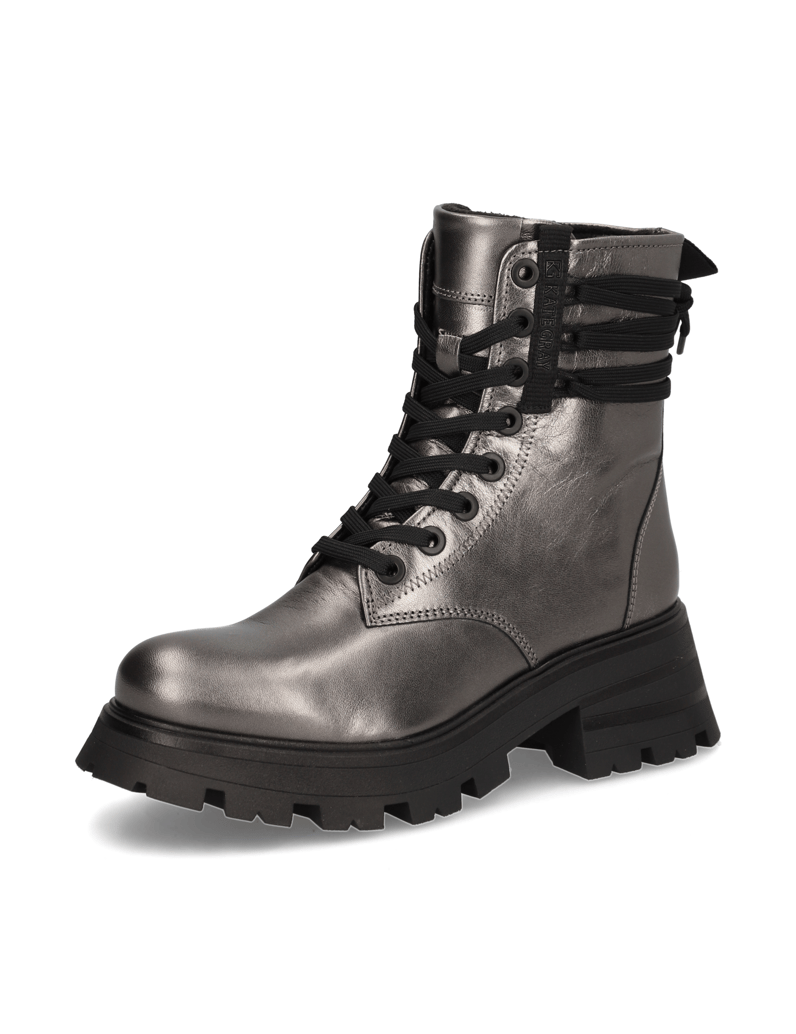 Kate-Gray-Glattleder-Schnürboot-silber