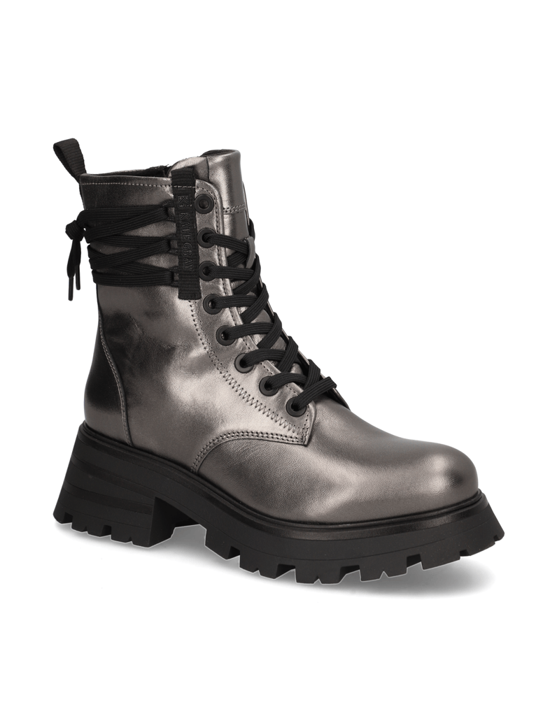 Kate-Gray-Glattleder-Schnürboot-silber