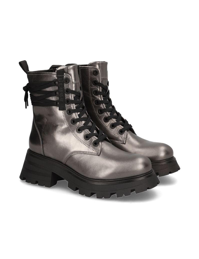 Kate-Gray-Glattleder-Schnürboot-silber