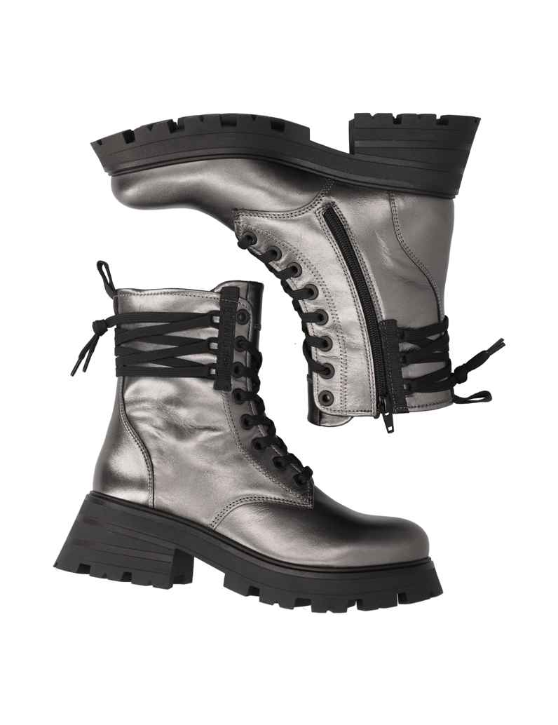 Kate-Gray-Glattleder-Schnürboot-silber