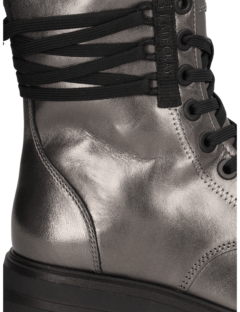 Kate-Gray-Glattleder-Schnürboot-silber