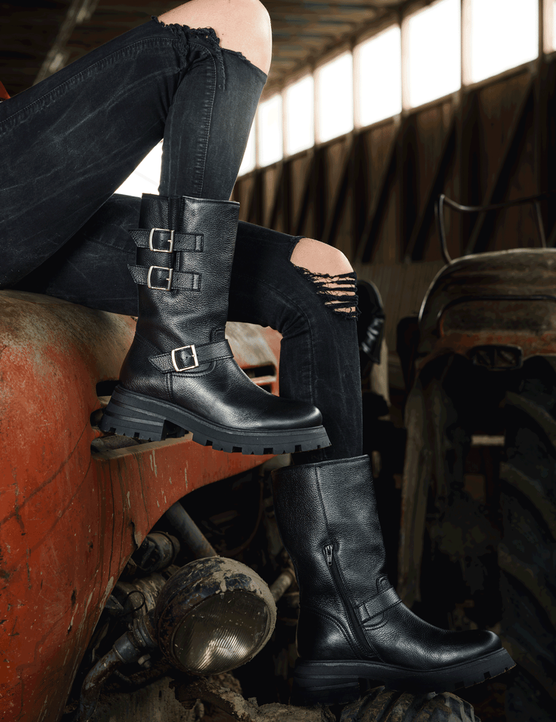 Kate-Gray-Glattleder-Stiefel-schwarz