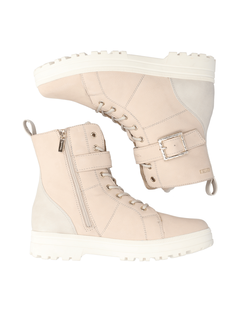 TAMARIS-Comfort-Lederkombination-Schnürboot-beige