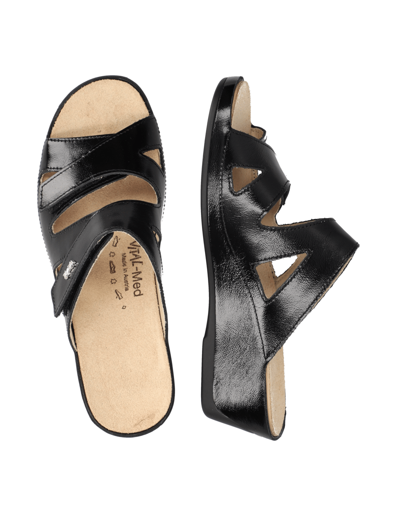 Vital-Lackleder-Pantoffel-schwarz