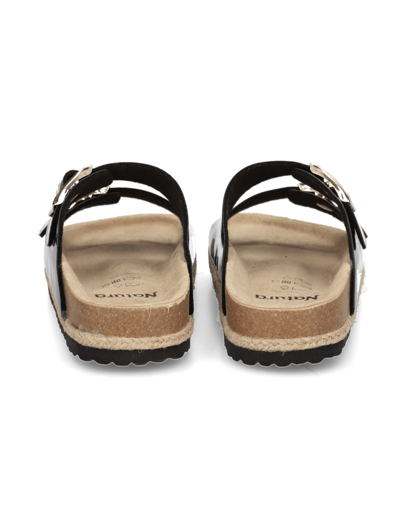 Natura-Synthetik-Lack-Hausschuh-schwarz