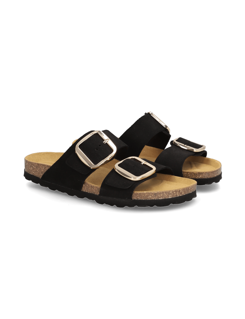 Natura-Veloursleder-Pantoffel-schwarz