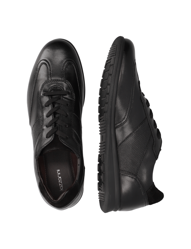 Lazzarini-Glattleder-Schnürer-sportiv-schwarz