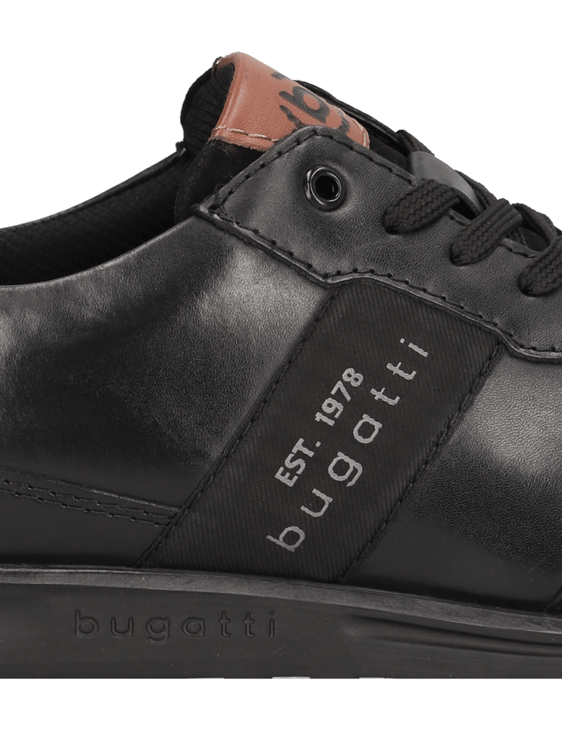 BUGATTI-DENIM-Glattleder-Schnürer-sportiv-schwarz