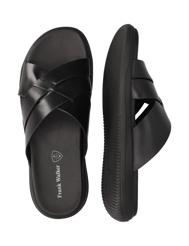 Frank-Walker-Glattleder-Pantoffel-schwarz