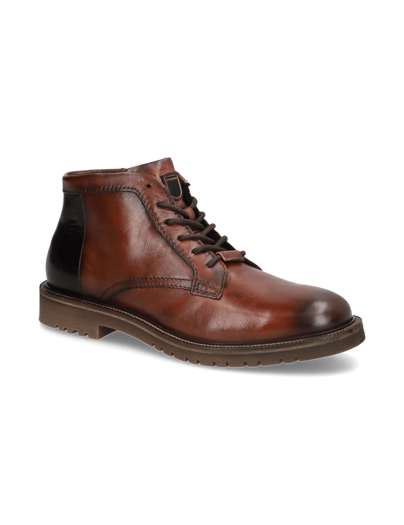 BUGATTI-Glattleder-Schnürstiefelette-cognac