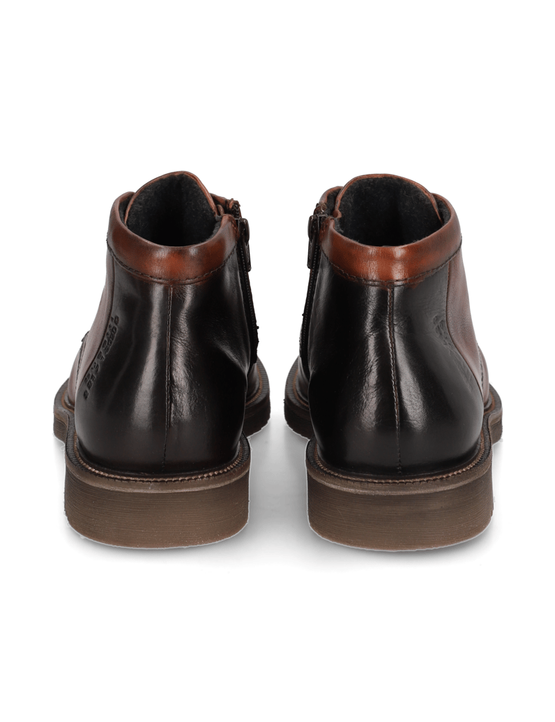 BUGATTI-Glattleder-Schnürstiefelette-cognac
