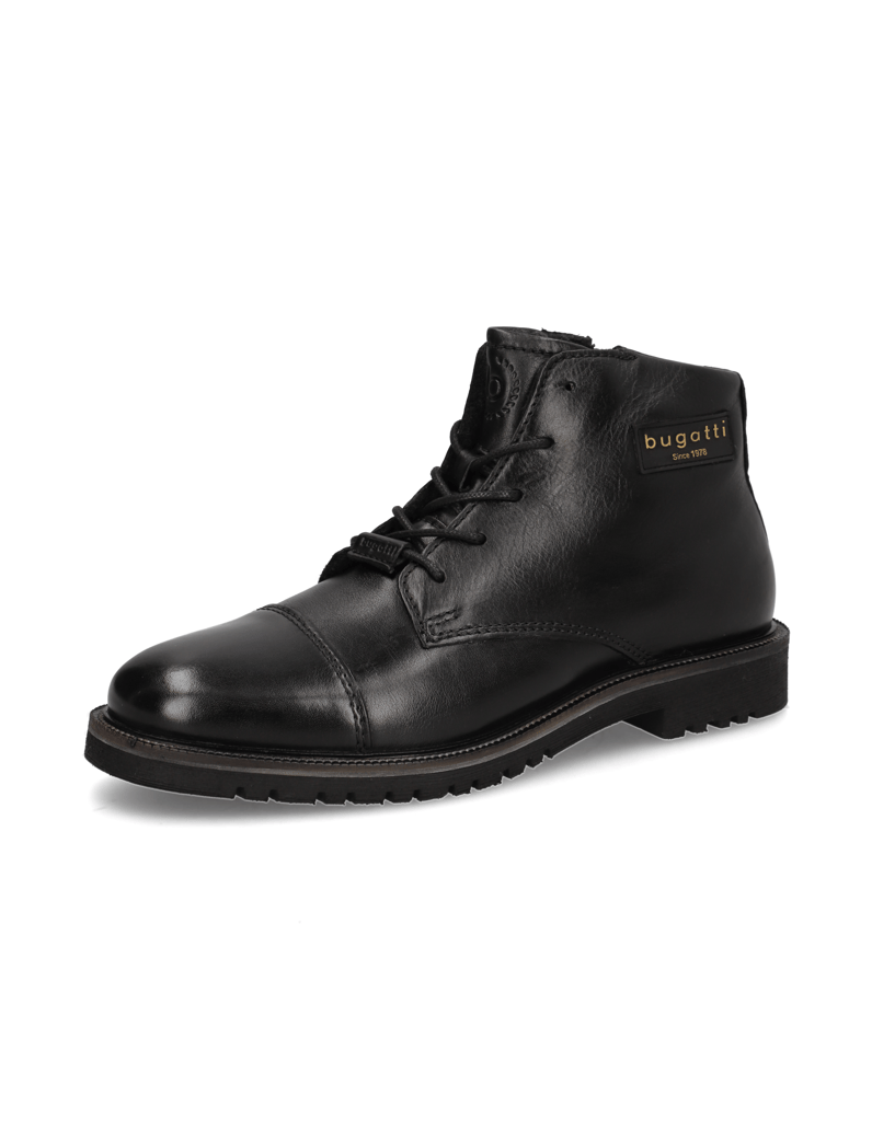 BUGATTI-Glattleder-Schnürstiefelette-schwarz