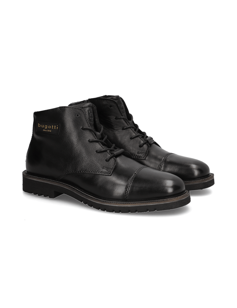 BUGATTI-Glattleder-Schnürstiefelette-schwarz