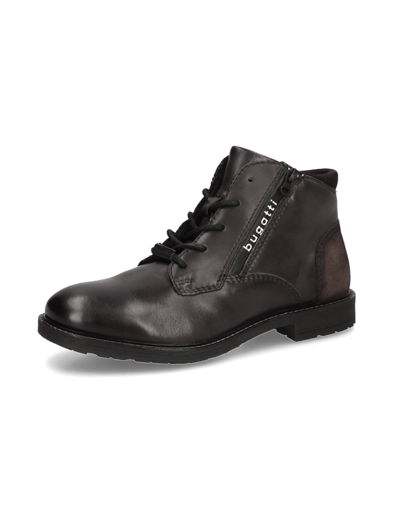 BUGATTI-Glattleder-Schnürstiefelette-schwarz