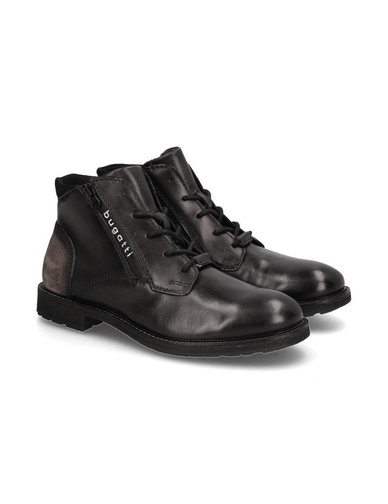 BUGATTI-Glattleder-Schnürstiefelette-schwarz