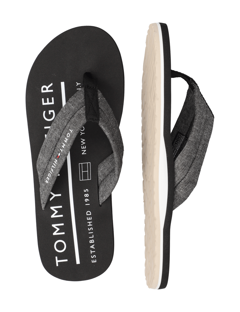 Tommy-Hilfiger-HILFIGER-CHAMBRAY-BEACH-SANDAL-schwarz