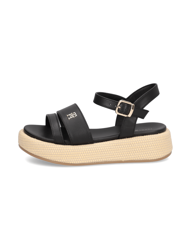 Tommy-Hilfiger-Lederimitat-Sandale-schwarz
