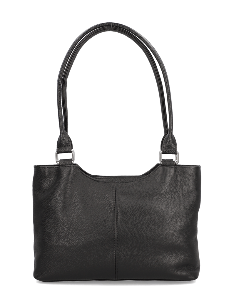 Lazzarini-Glattleder-Shopper-schwarz