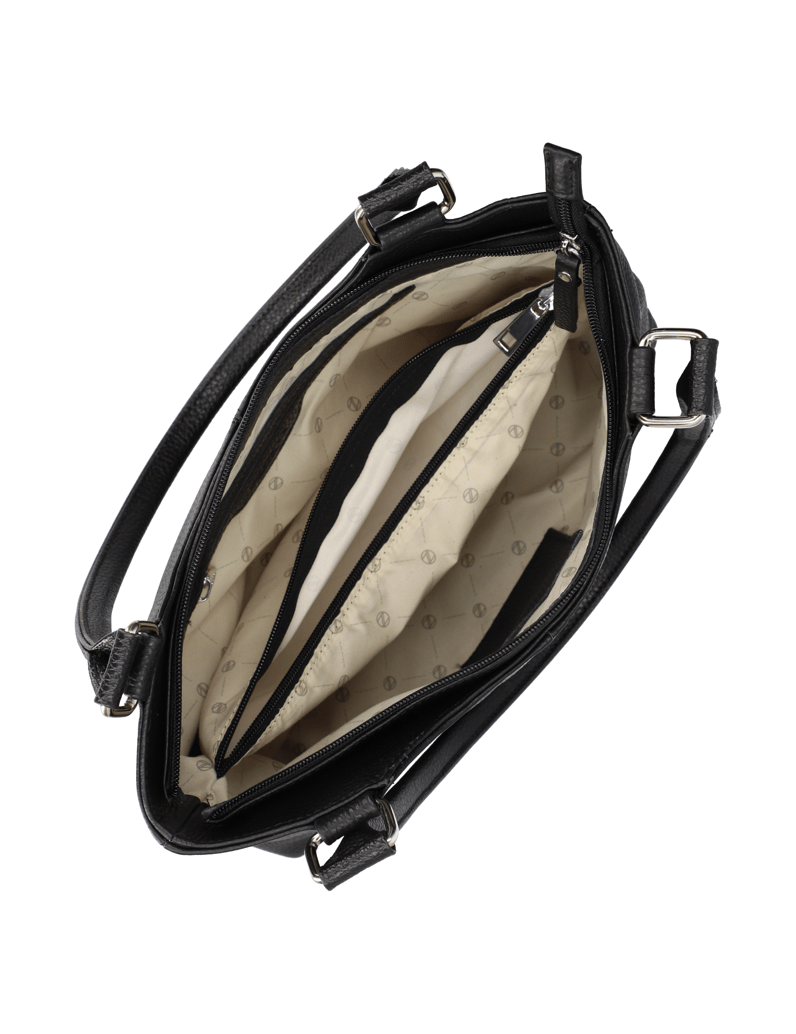Lazzarini-Glattleder-Shopper-schwarz