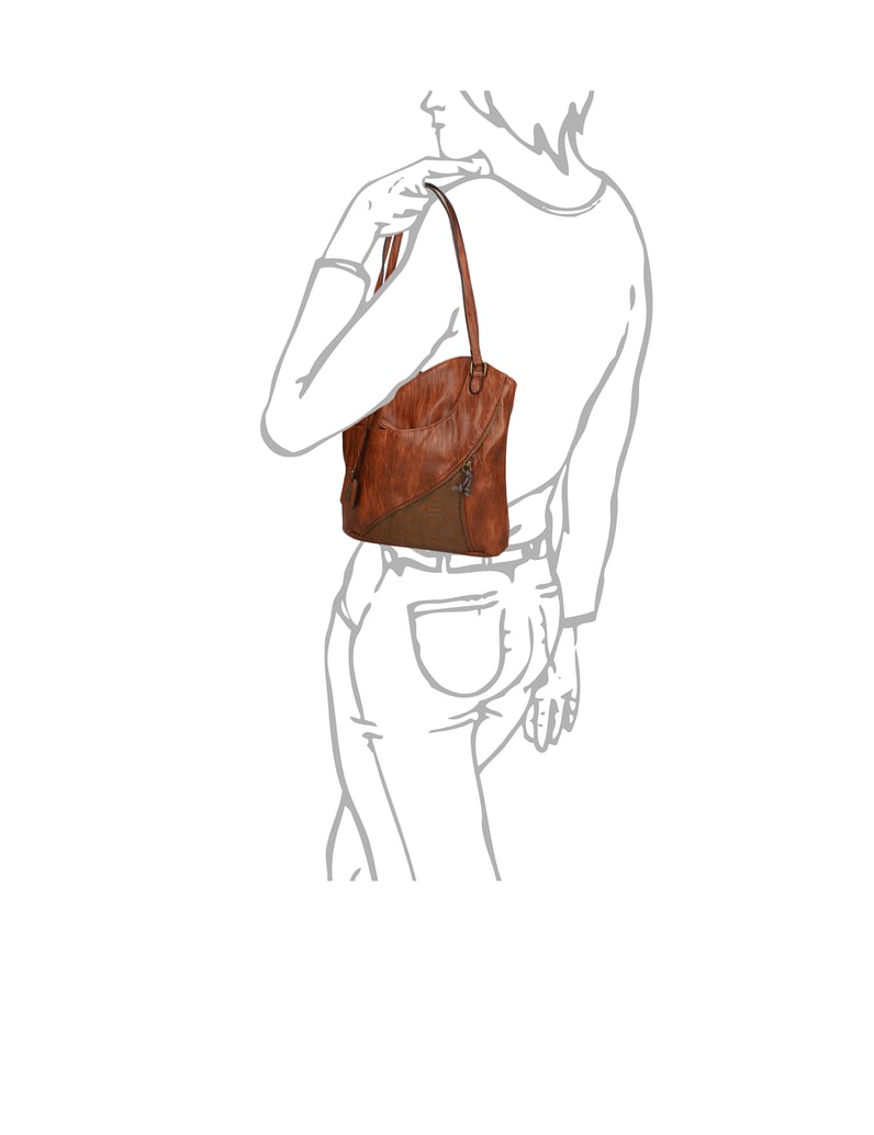 Rieker-Lederimitat-Shopper-cognac