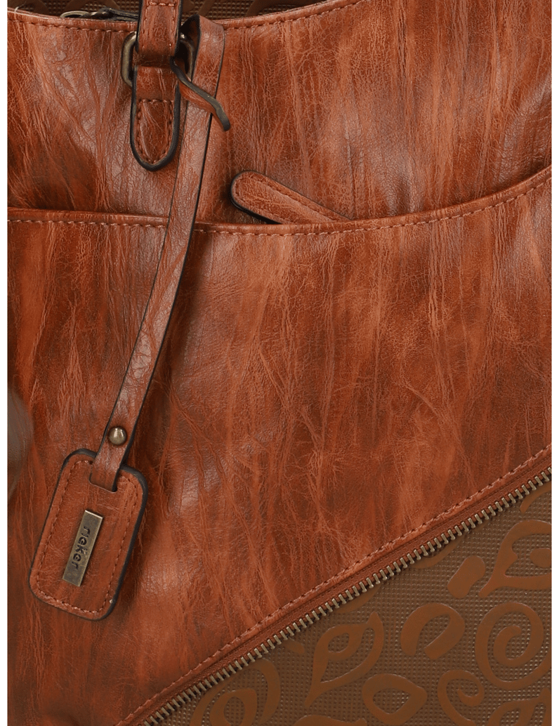 Rieker-Lederimitat-Shopper-cognac