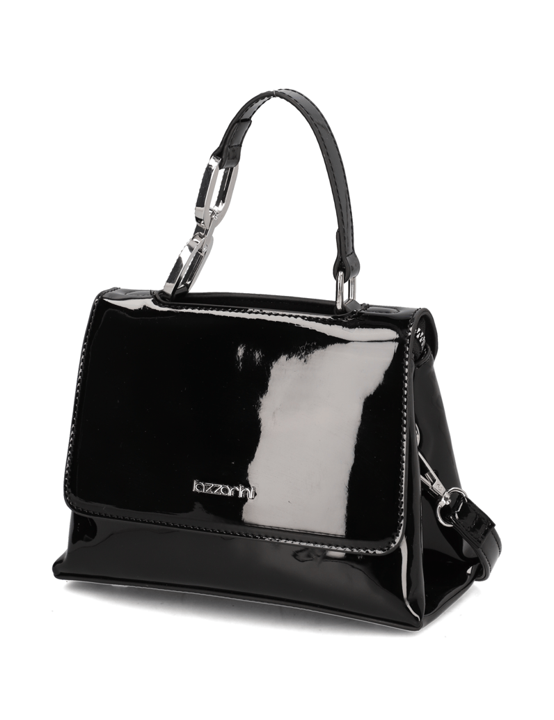 Lazzarini-Synthetik-Lack-Mini-Bag-schwarz