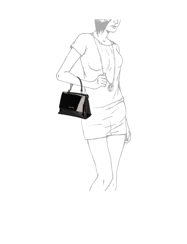 Lazzarini-Synthetik-Lack-Mini-Bag-schwarz