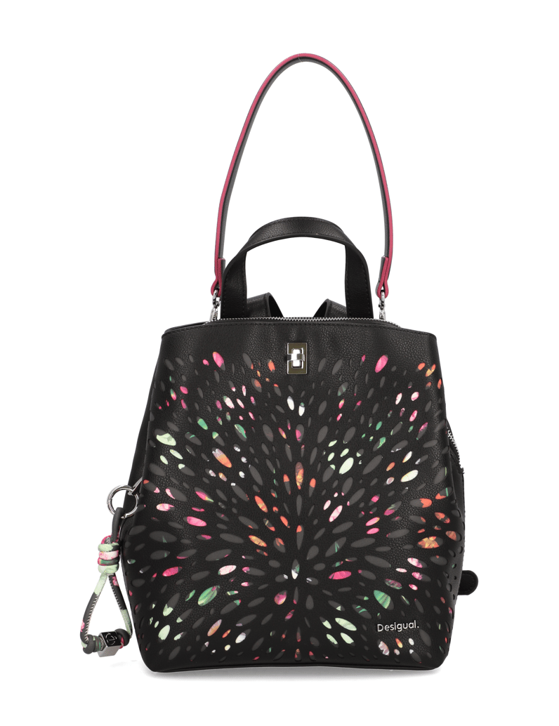 DESIGUAL-Lederimitat-Rucksack-schwarz
