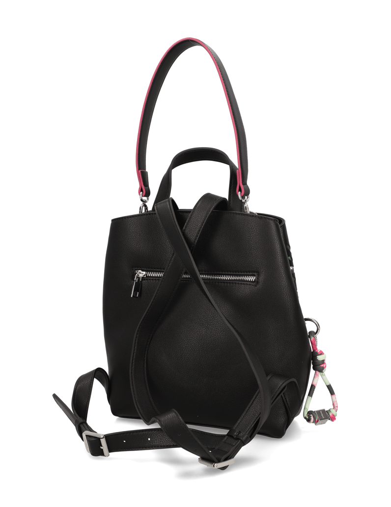 DESIGUAL-Lederimitat-Rucksack-schwarz