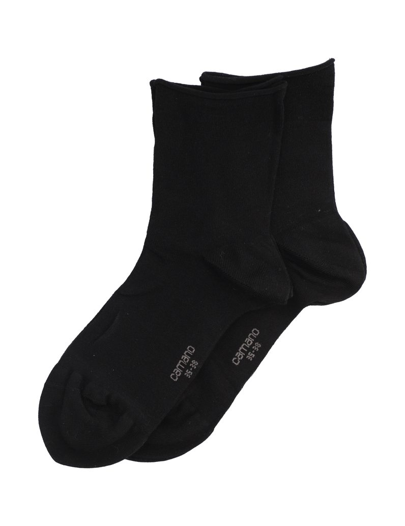 Camano-COTTON-FINE-ROLLED-CUFF-SOCKS-2P-schwarz