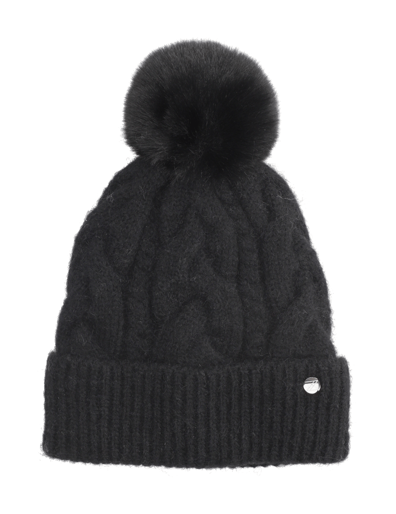 Lazzarini-MÜTZE-MIT--BOMMEL-UND-ZOPFMUSTER-schwarz