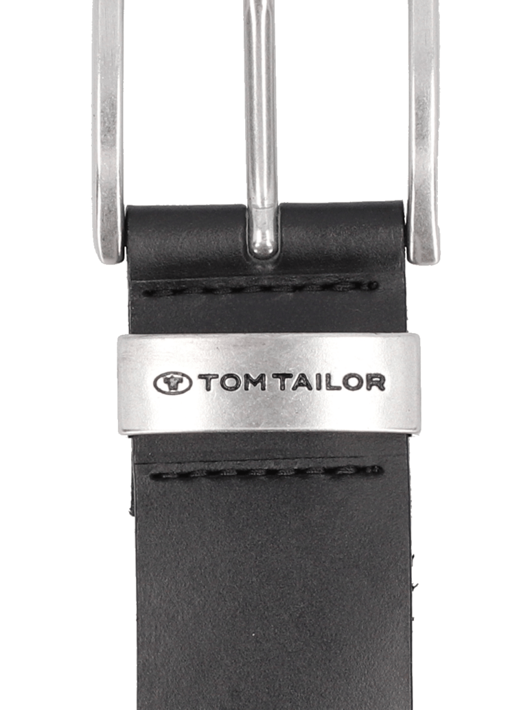 Tom-Tailor-Glattleder-Gürtel-schwarz