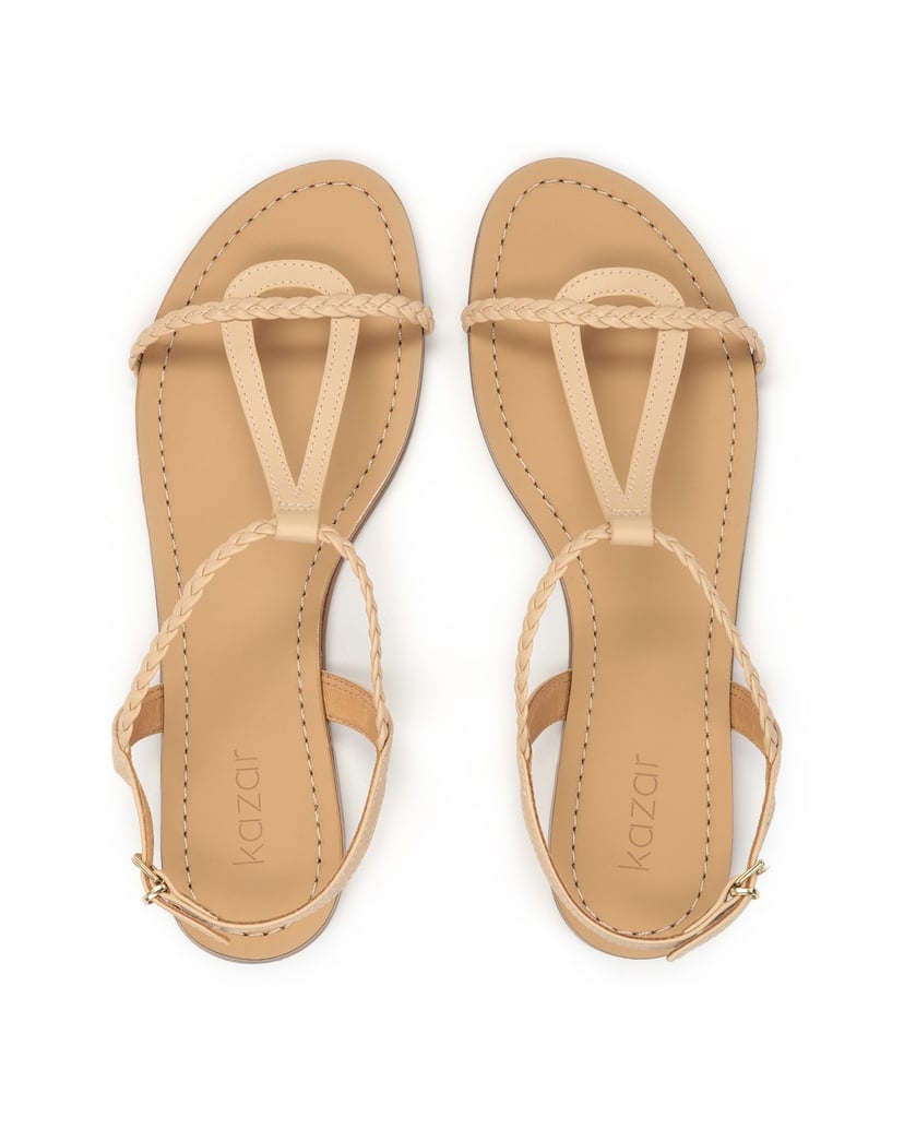 Kazar-Beigefarbene-Sandalen-mit-geflochtenem-Riemen-beige