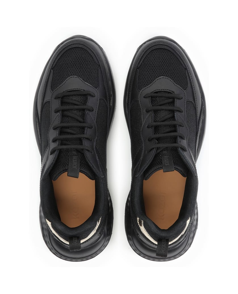 Kazar-Damen-Turnschuhe-aus-Leder-mit-dicker-Sohle-schwarz