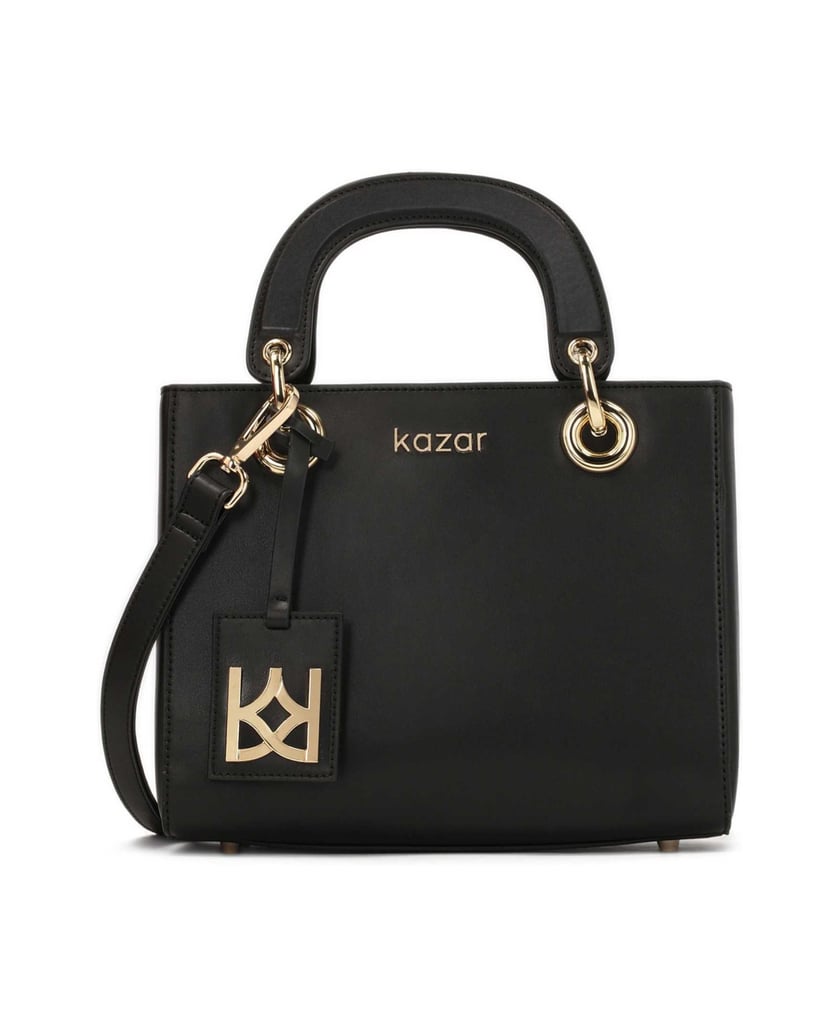Kazar-Elegante-schwarze-Tasche-mit-Henkeln-und-KAZAR-Monogramm-schwarz
