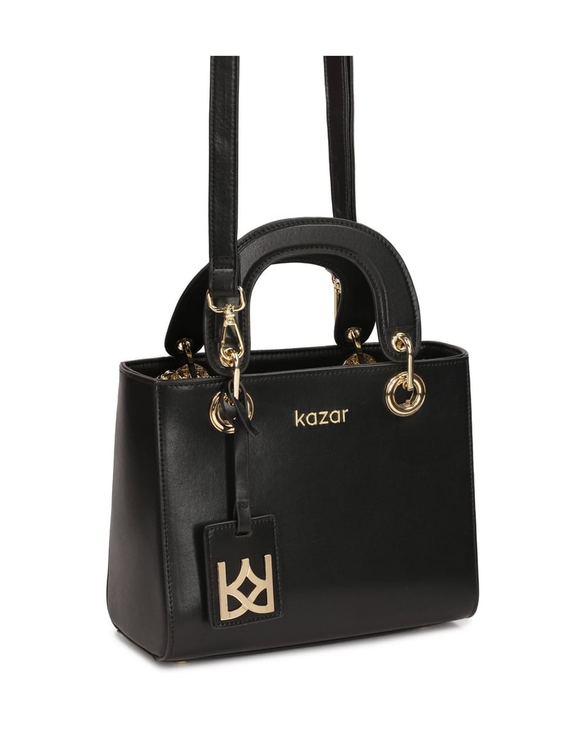 Kazar-Elegante-schwarze-Tasche-mit-Henkeln-und-KAZAR-Monogramm-schwarz